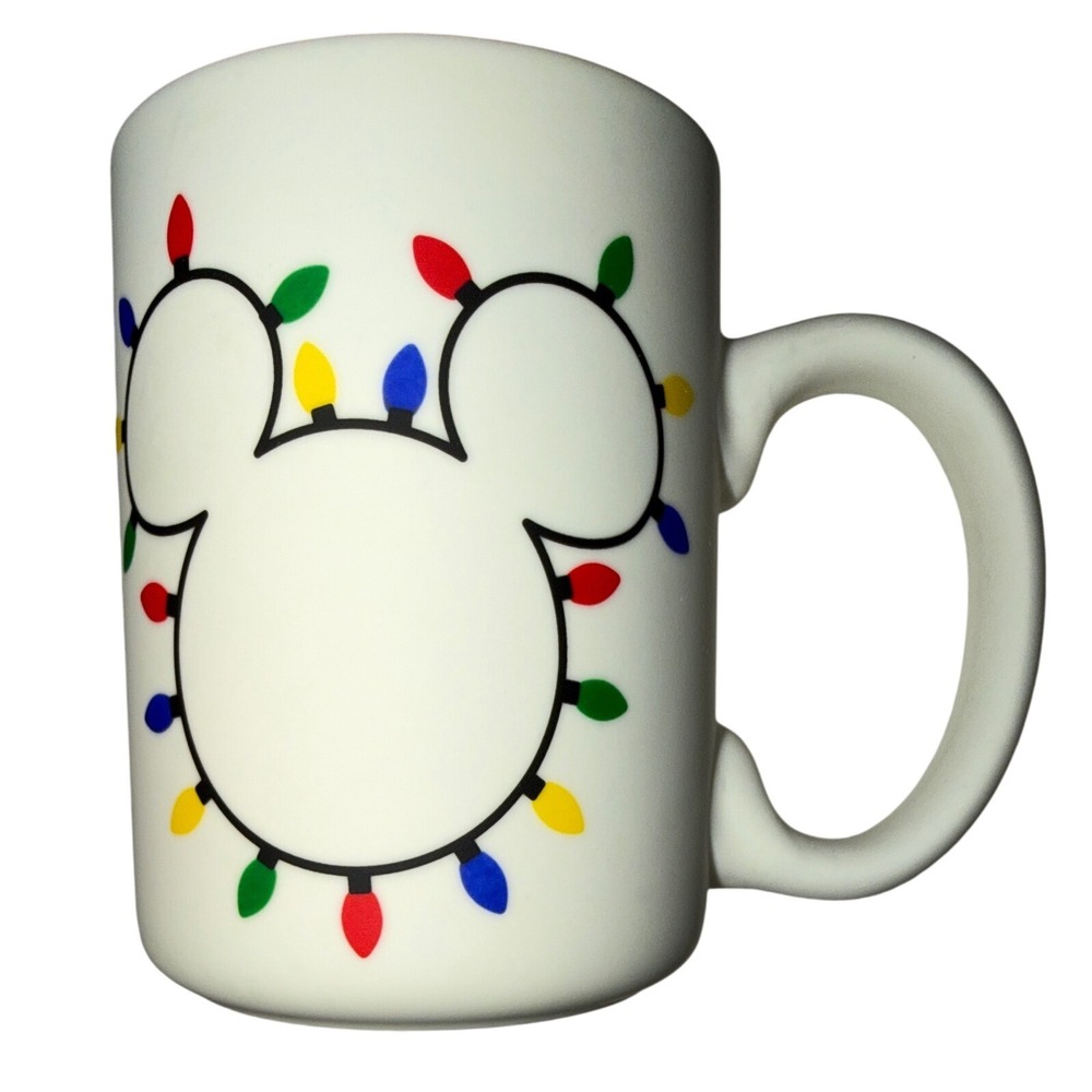 Disney Mickey Mouse Christmas Lights Mug 14 oz White Holiday Ceramic